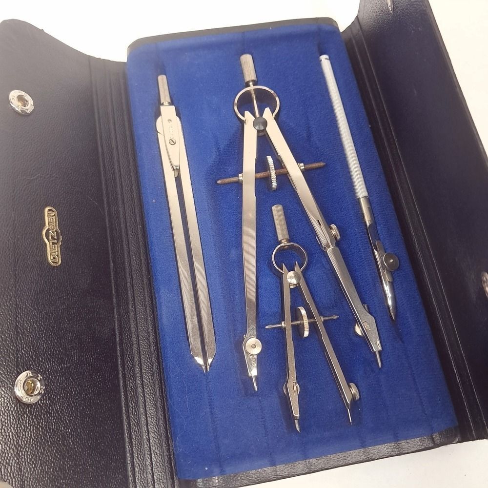 Dietzgen Drafting Tools set w/ case 1285-3k instruments Made in Germany Vintage